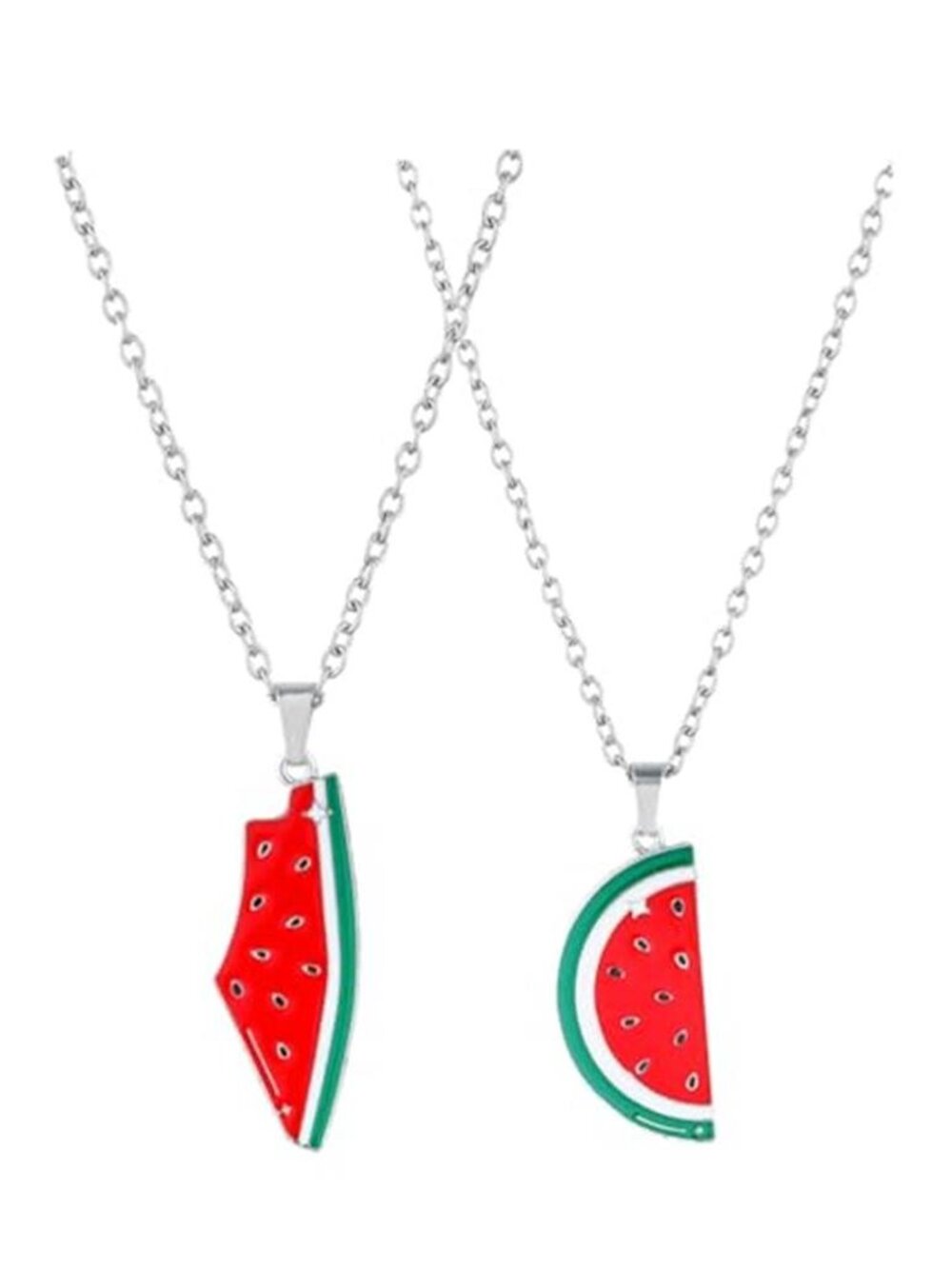 Watermelon Pendant Necklace for Women Set of 2 Lightweight Dainty Neck